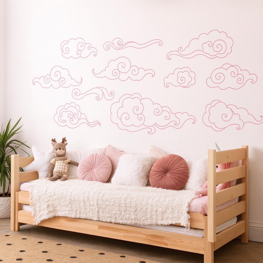 Cloud Wall Decals Set of styled in a room setting