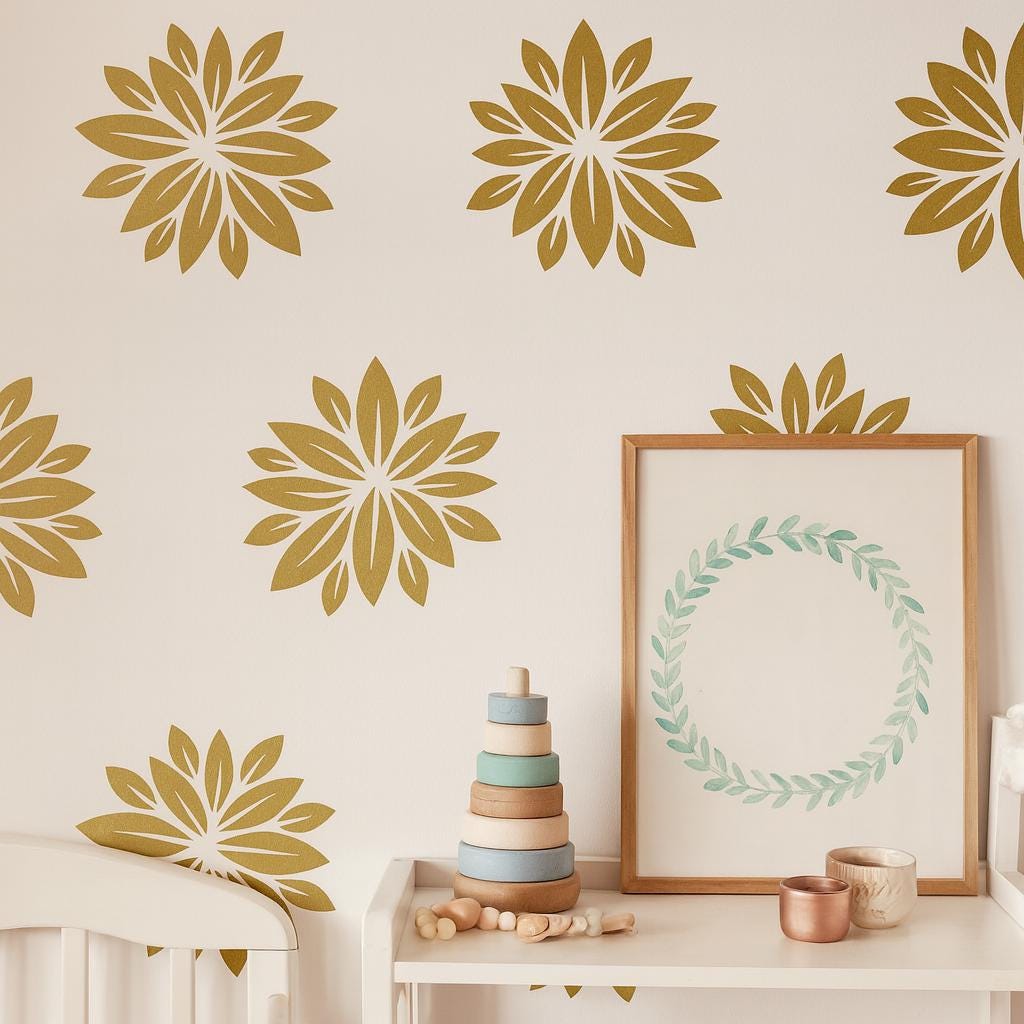 Flower Wall Decals Set of 24 or styled in a room setting
