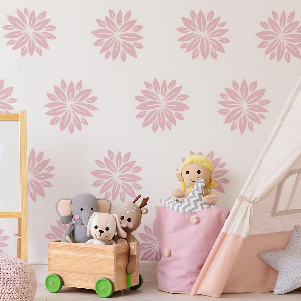 Flower Wall Decals Set of 24 or decal sheet flat-lay