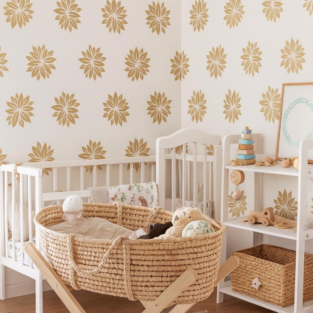 Flower Wall Decals Set of 24 or installed on a styled wall