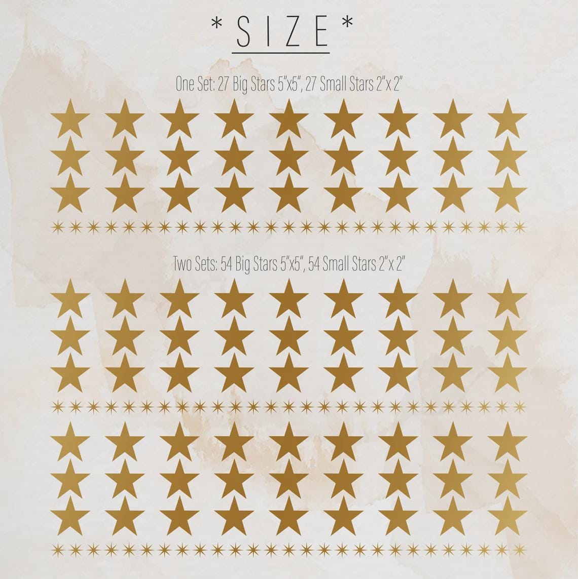 Star Wall Decals Set of 27 Big and 27 Small or 54 Big and 54 Small shown in a home interior