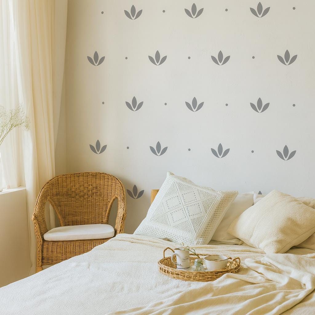Lotus Wall Decals Set of 44 with 88 Dots or 88 with 176 Dots styled in a room setting