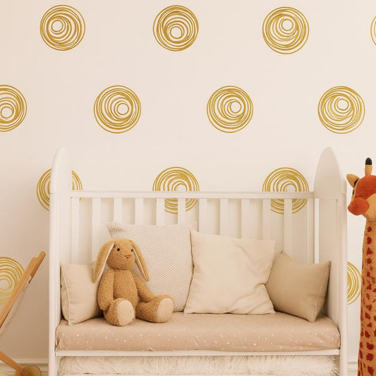 Boho Circle Wall Decals Set of 27 or installed on a styled wall