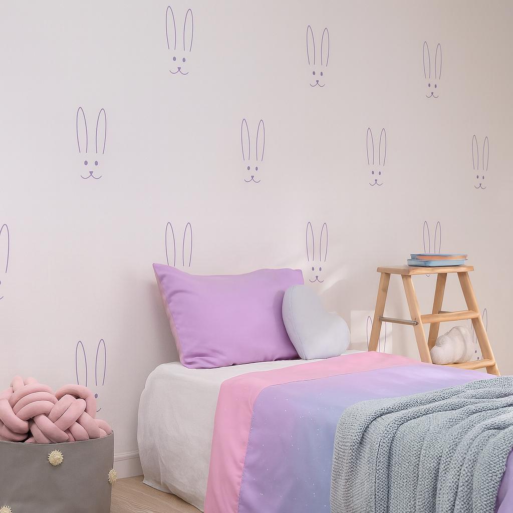 Bunny Wall Decals Set of 24 or displayed in a styled space