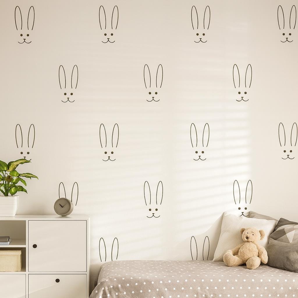 Bunny Wall Decals Set of 24 or shown in a home interior