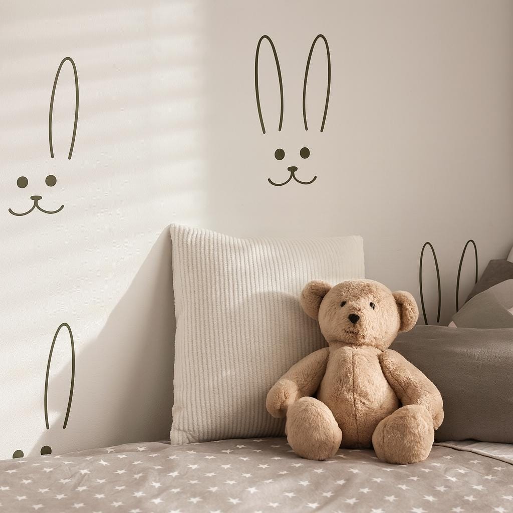 Bunny Wall Decals Set of 24 or styled in a room setting