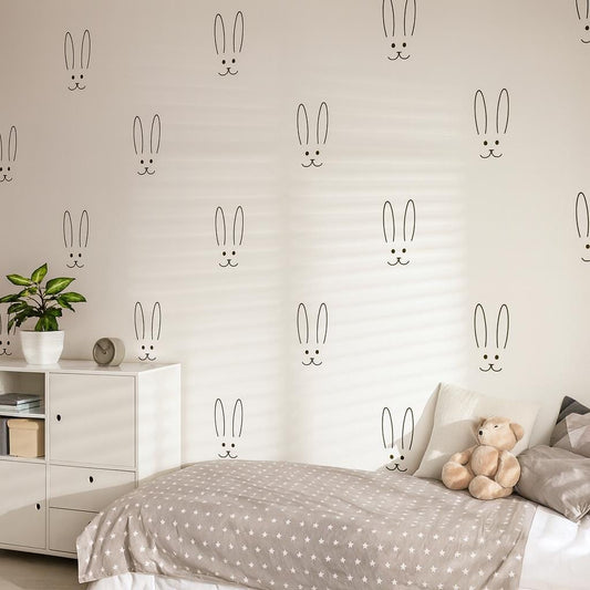 Bunny Wall Decals Set of 24 or installed on a styled wall