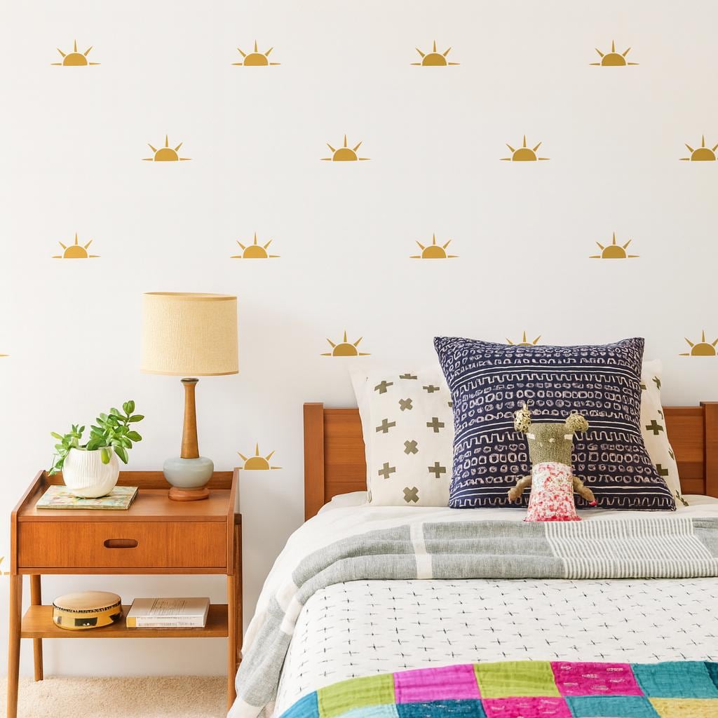 Sun Wall Decals Set of 66 or installed on a styled wall