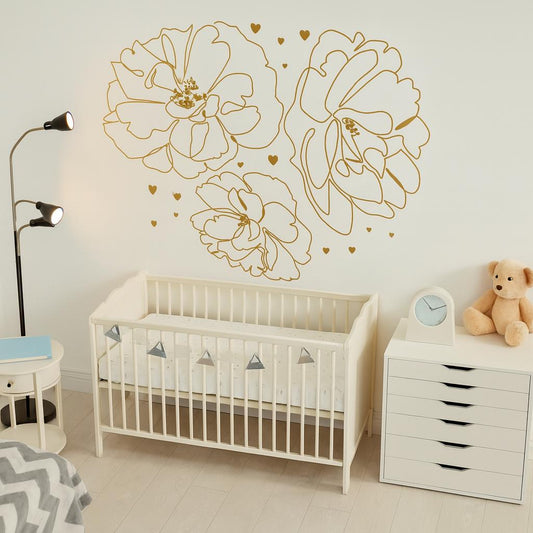 Floral Wall Decal installed on a styled wall