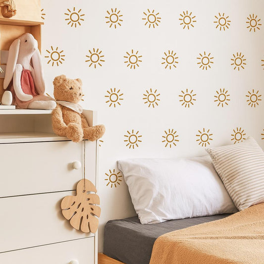 Sun Wall Decals Set of 45 or installed on a styled wall