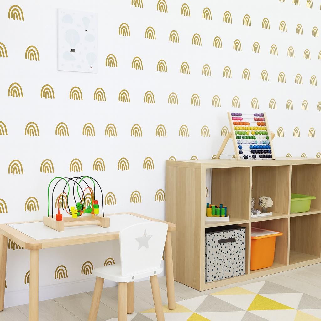 Rainbow Wall Decals Set of 88 or displayed in a styled space