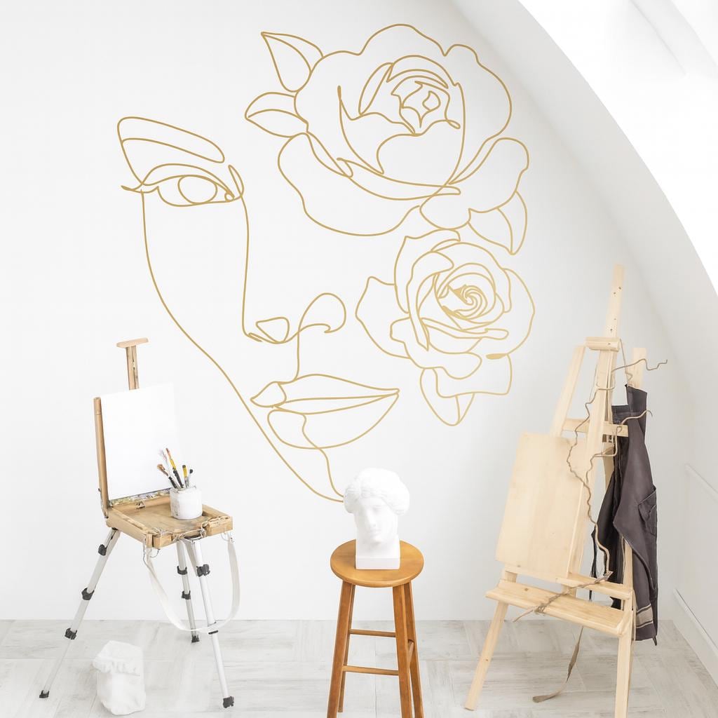 Woman Face Wall Decal decal sheet flat-lay