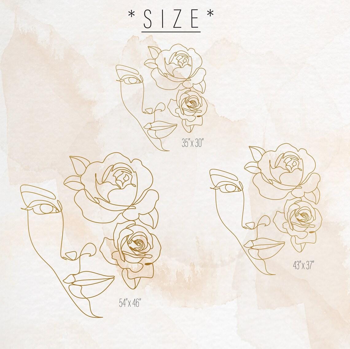 Woman Face Wall Decal size reference on a wall