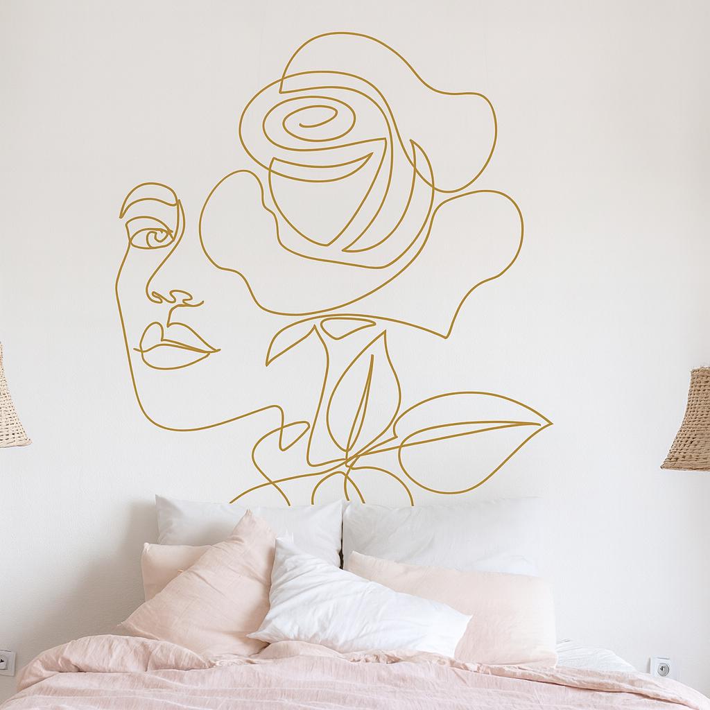 Floral Head Wall Decal styled in a room setting