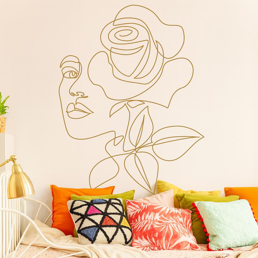 Floral Head Wall Decal size reference on a wall