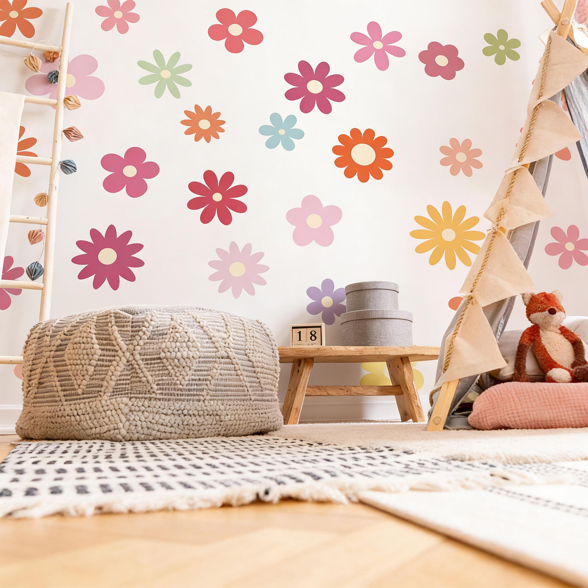 Colorful Flower Wall Decals decal sheet flat-lay