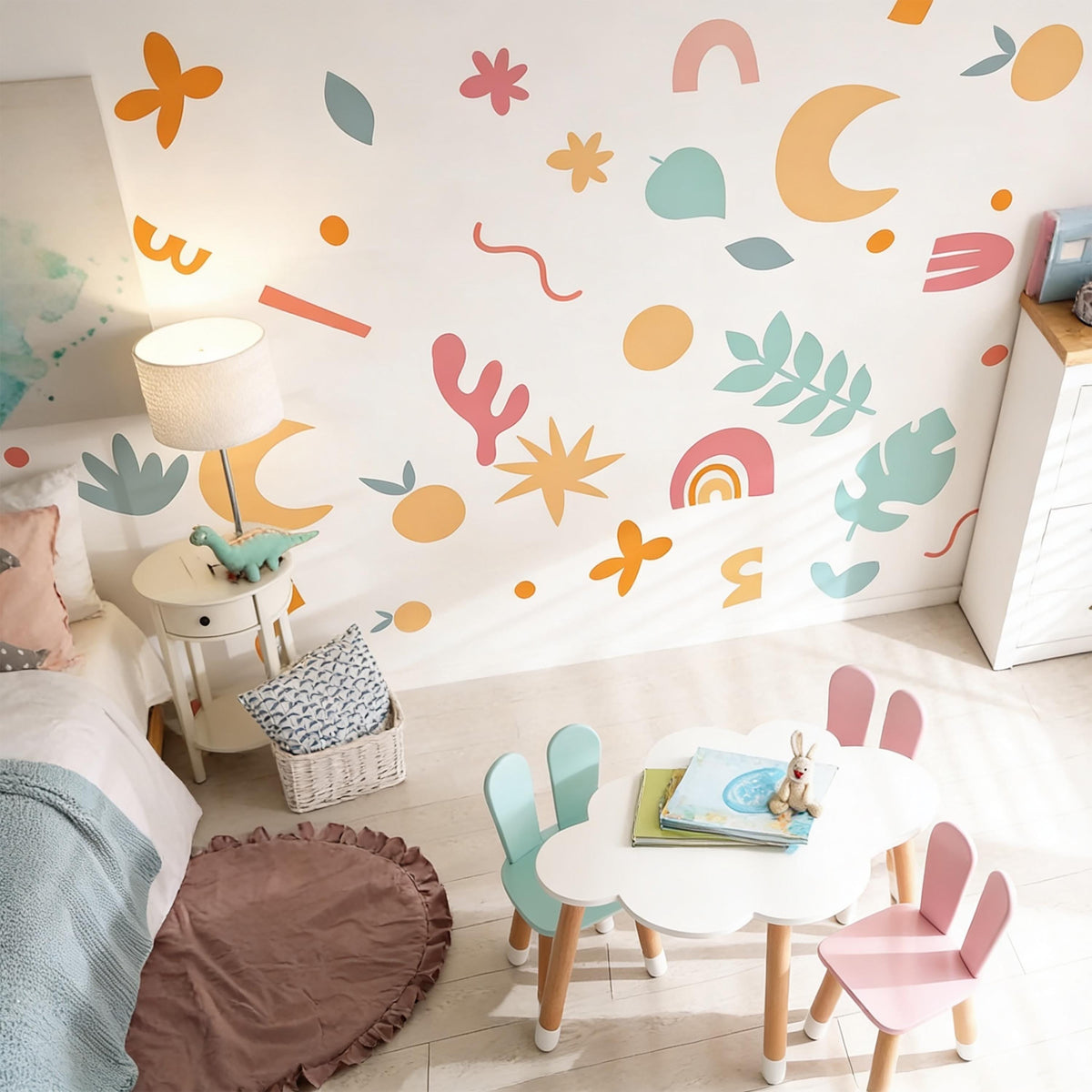 Boho Abstract Wall Decals size reference on a wall