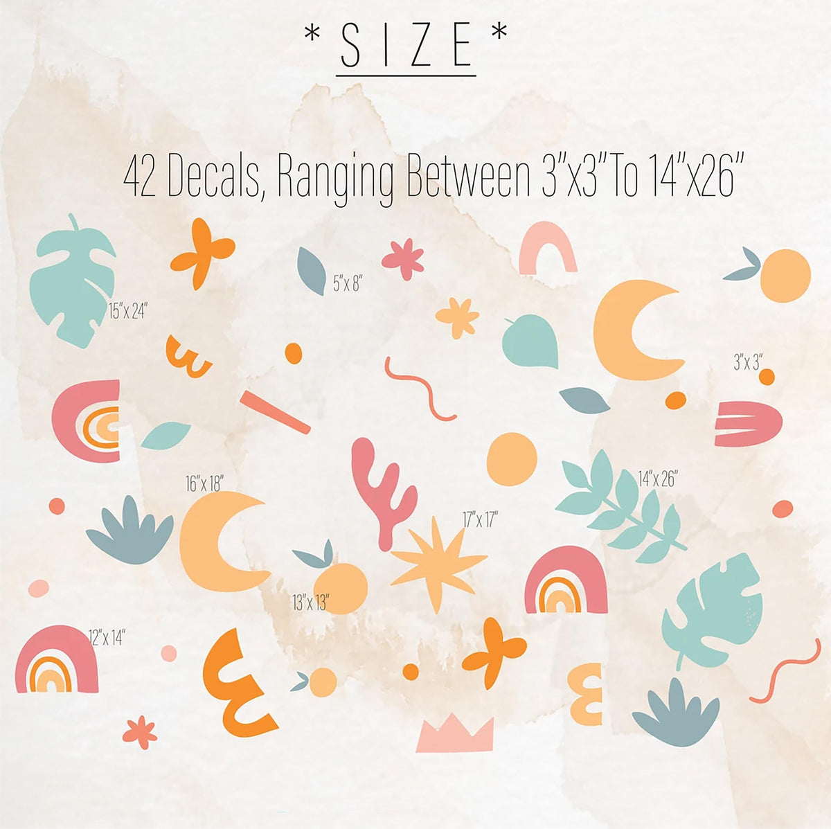 Boho Abstract Wall Decals shown in a home interior