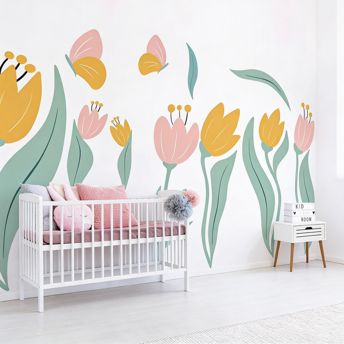 Pastel Tulip Wall Decals shown in a home interior