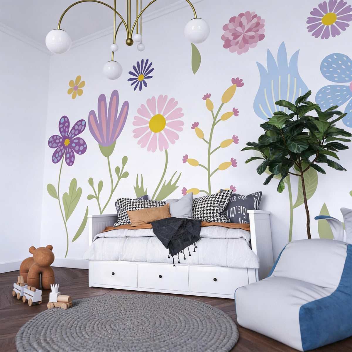 Pastel Flower Wall Decals close-up styled detail