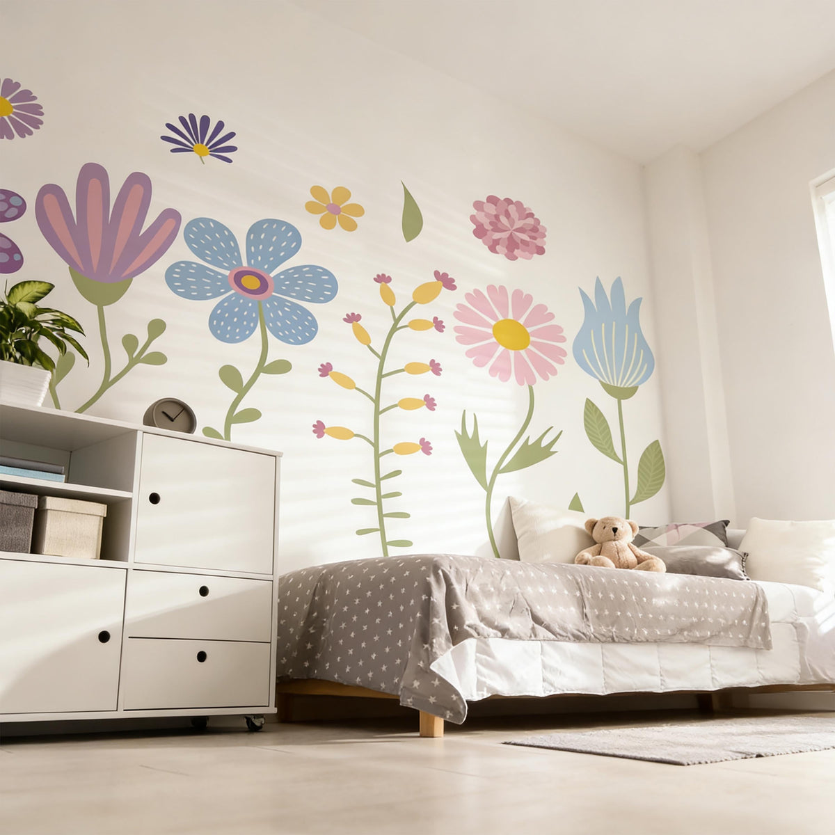 Pastel Flower Wall Decals shown in a home interior