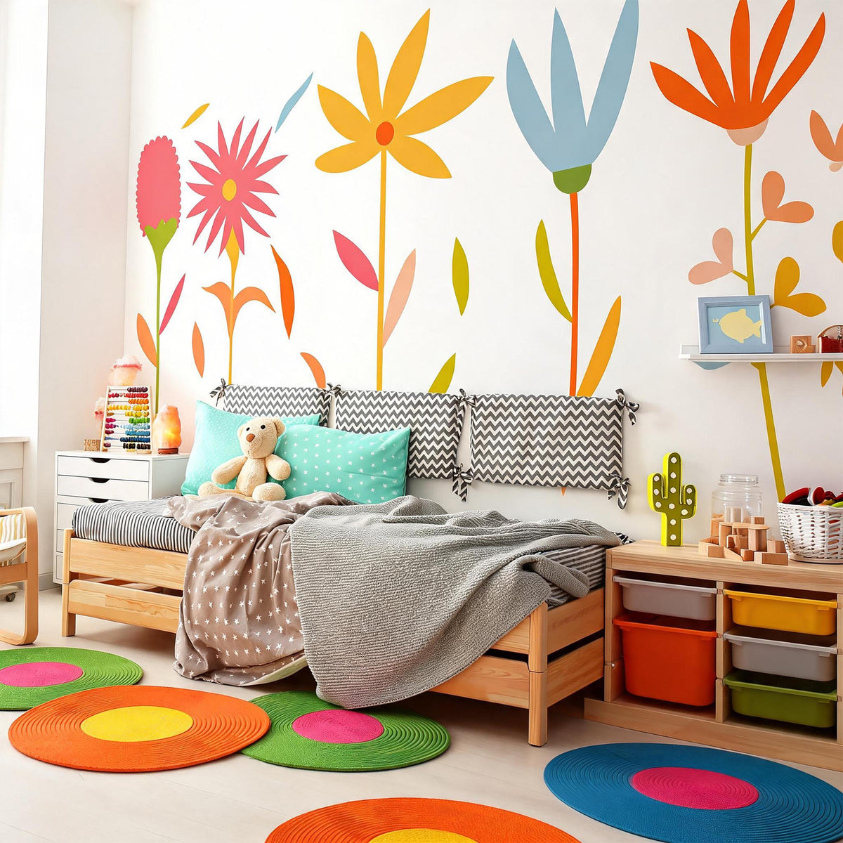 Colorful Flower Wall Decals close-up styled detail