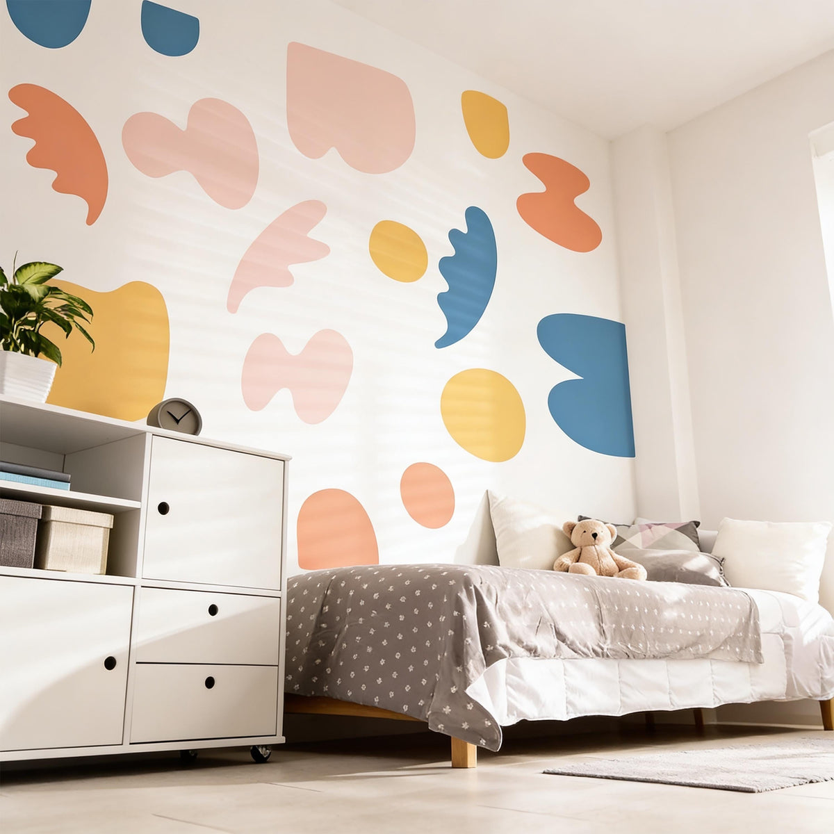 Abstract Wall Decals displayed in a styled space