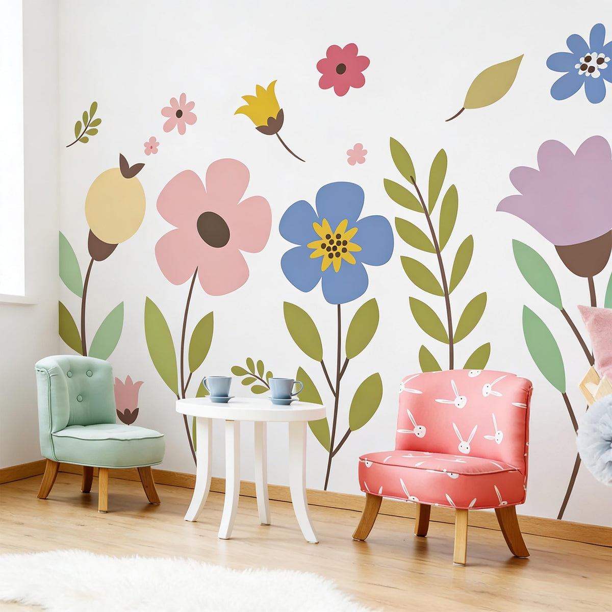 Colorful Flower Wall Decals close-up styled detail