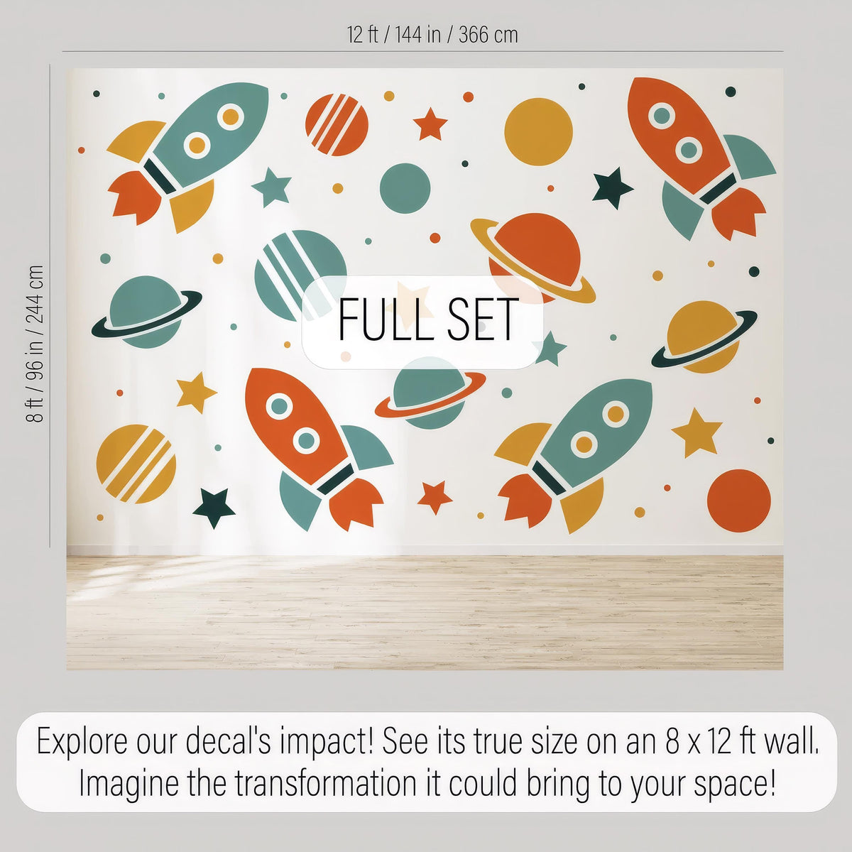 Space Wall Decals shown in a home interior