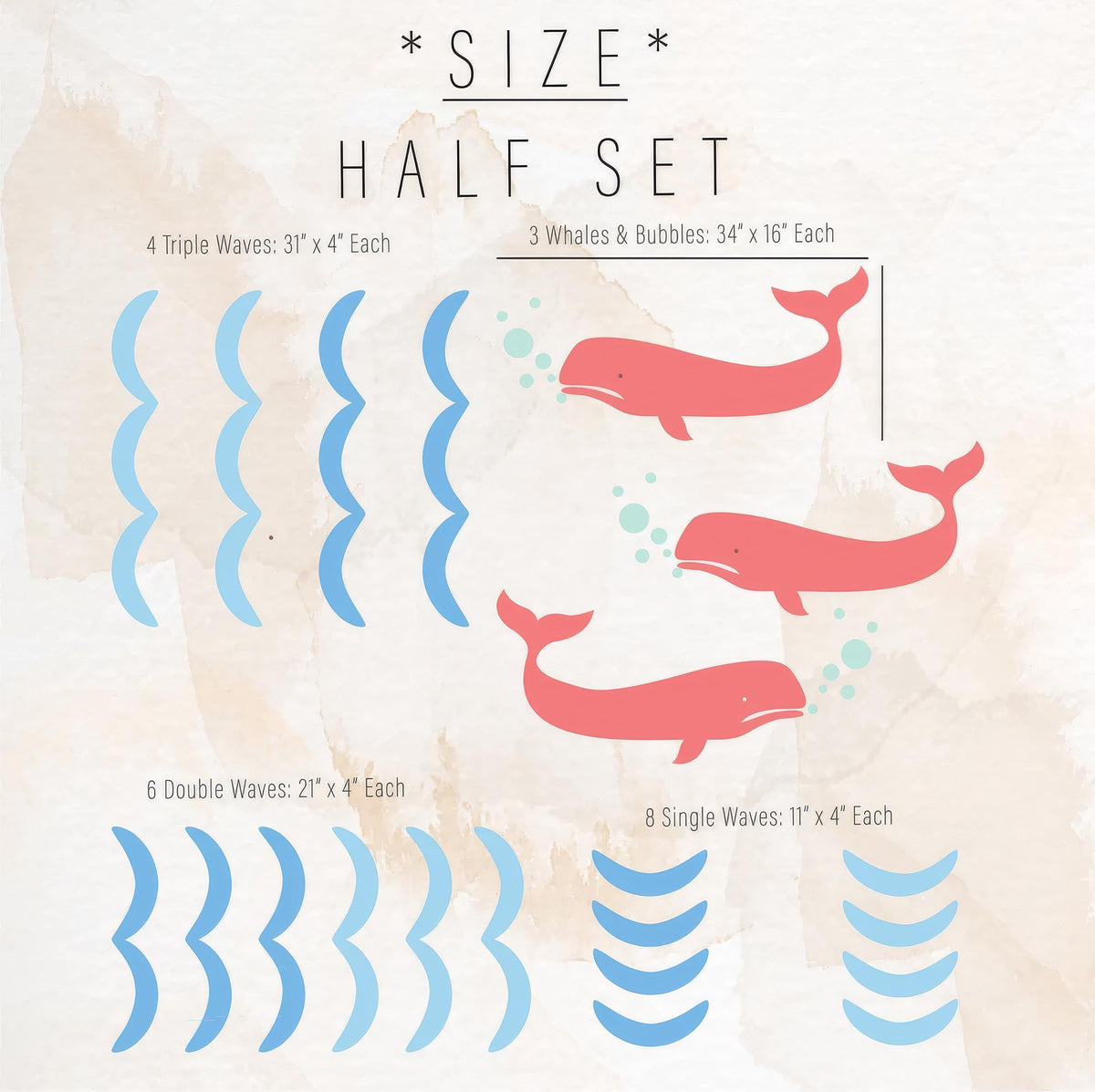 Close-up detail of whale wall decals matte vinyl finish