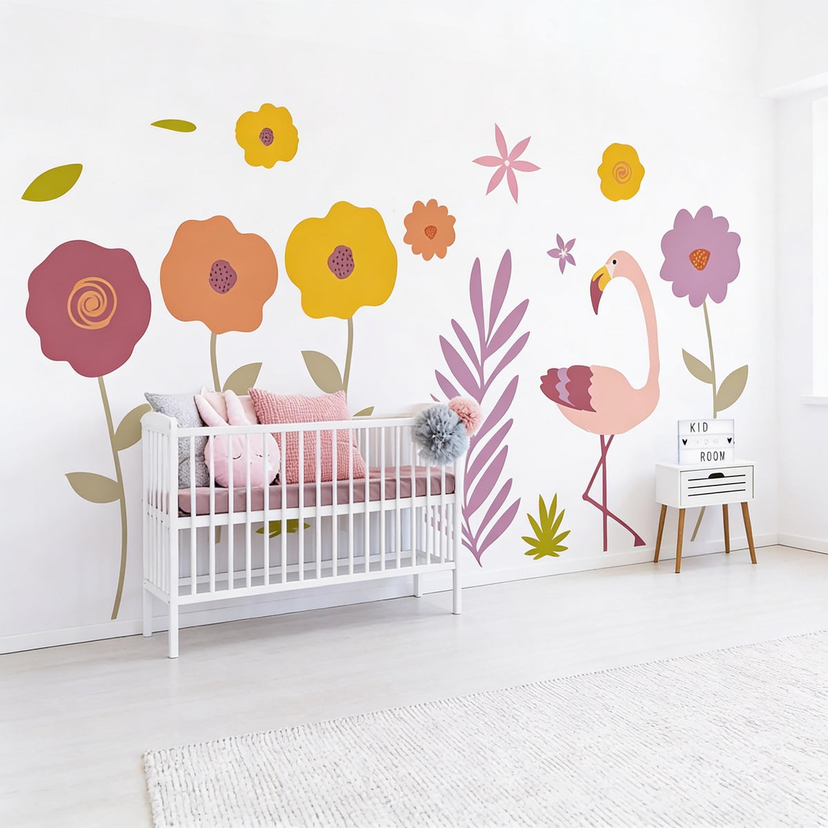 Flamingo Wall Decals size reference on a wall