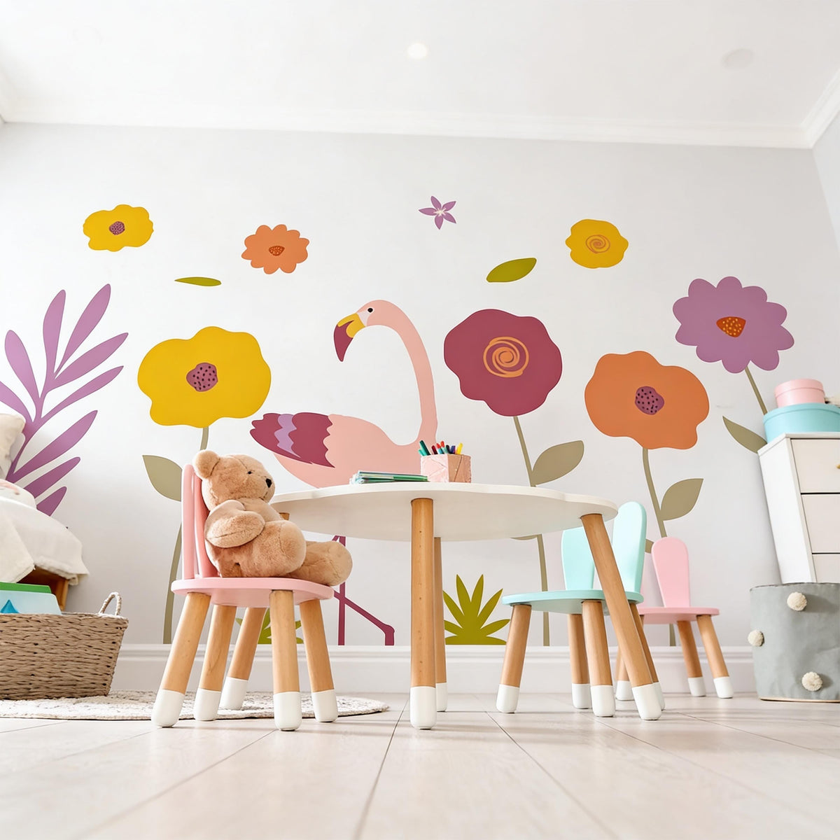 Flamingo Wall Decals shown in a home interior