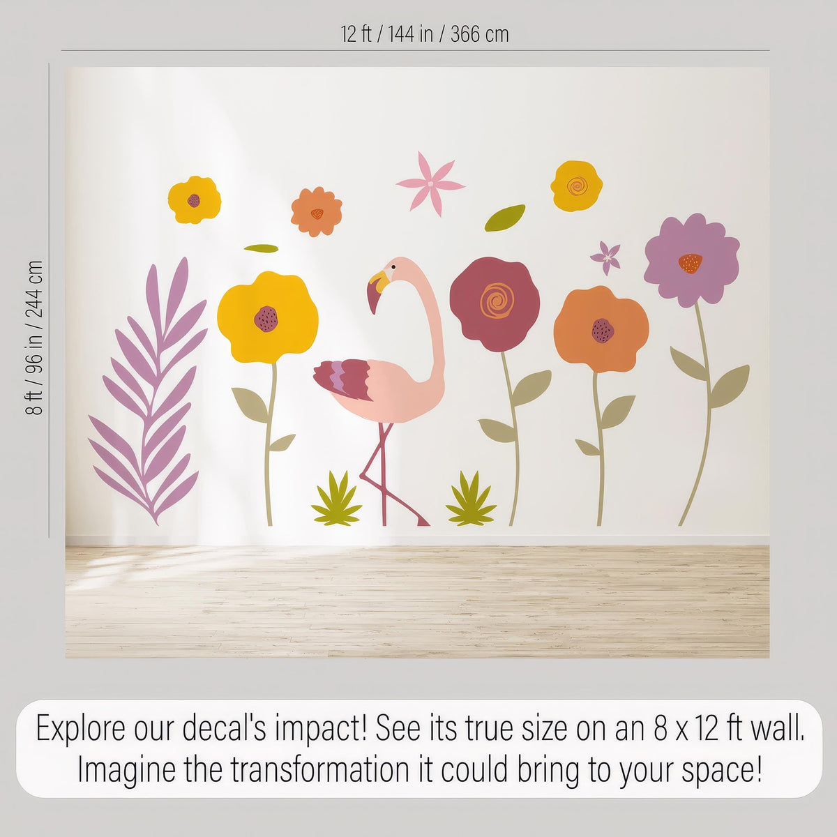 Close-up detail of flamingo wall decals matte vinyl finish