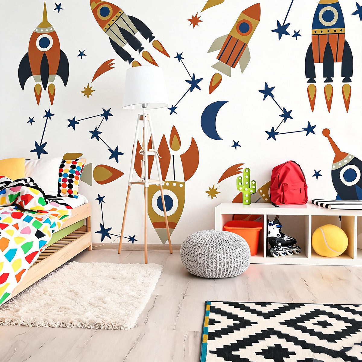 Space Wall Decals styled in a room setting