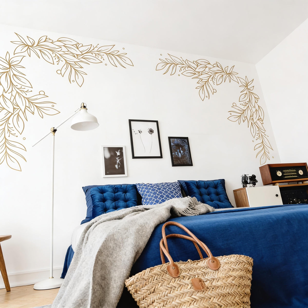 Floral Corner Wall Decal size reference on a wall