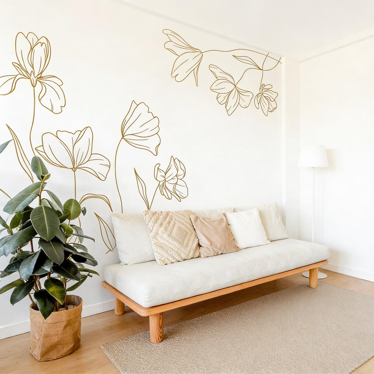 Floral Corner Wall Decal shown in a home interior
