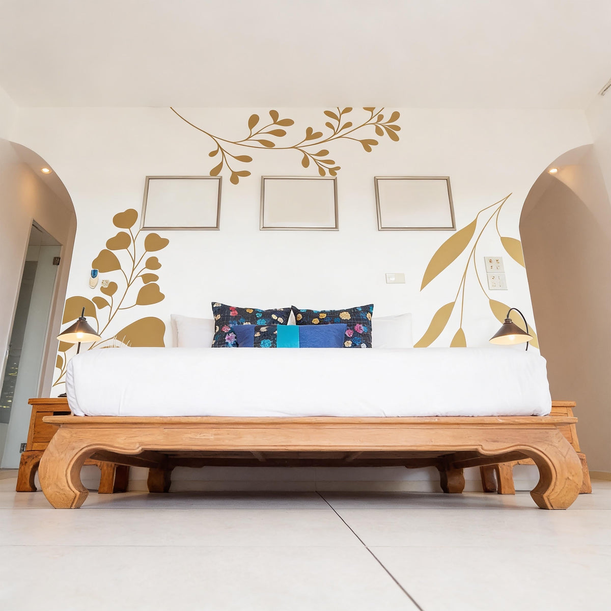 Botanical Wall Decals Set displayed in a styled space