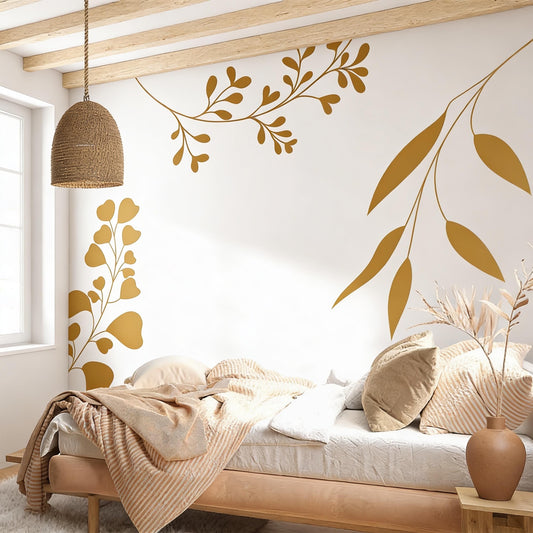 Botanical Wall Decals Set installed on a styled wall