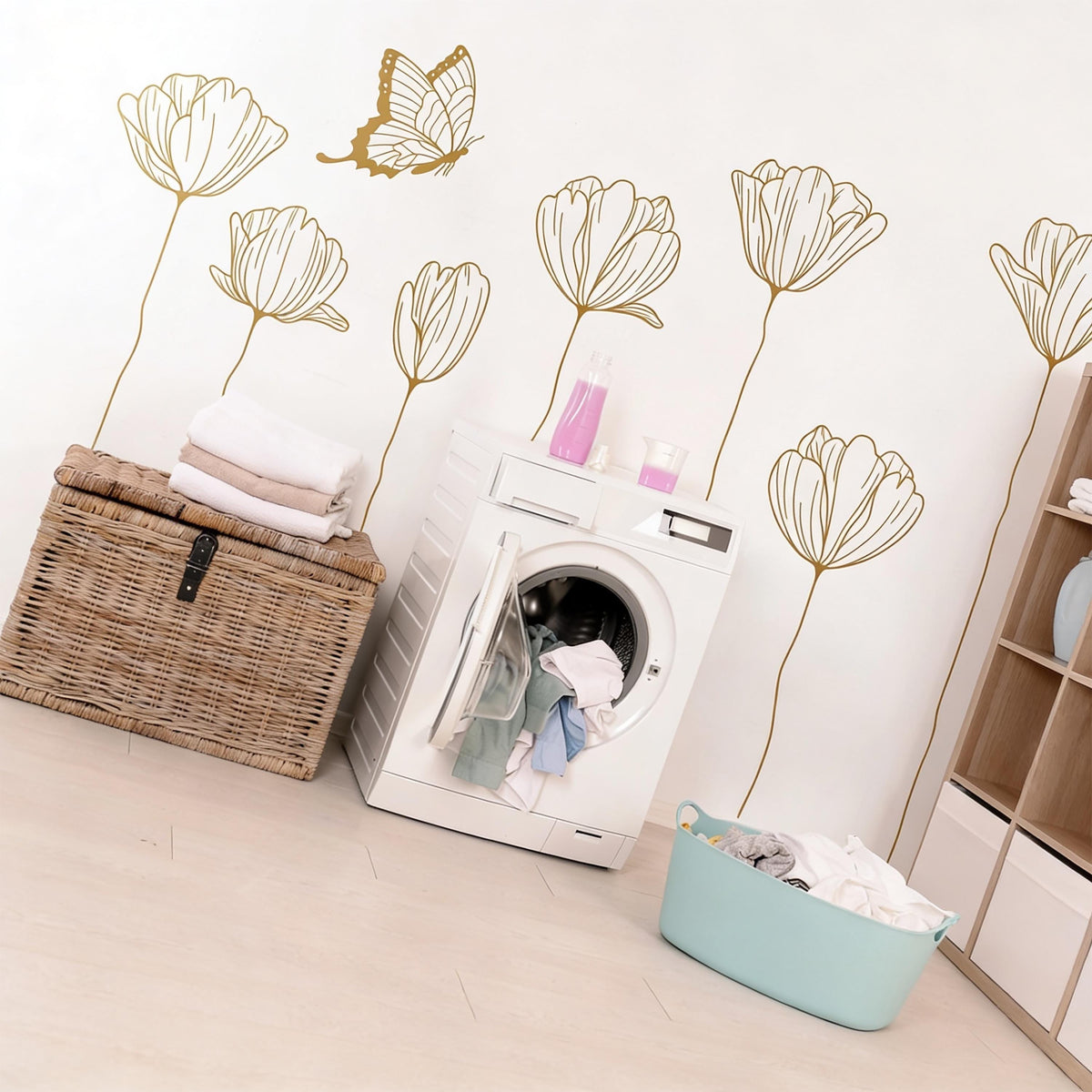 Floral Wall Decals Set decal sheet flat-lay
