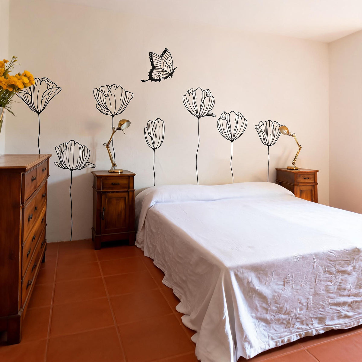 Floral Wall Decals Set close-up styled detail
