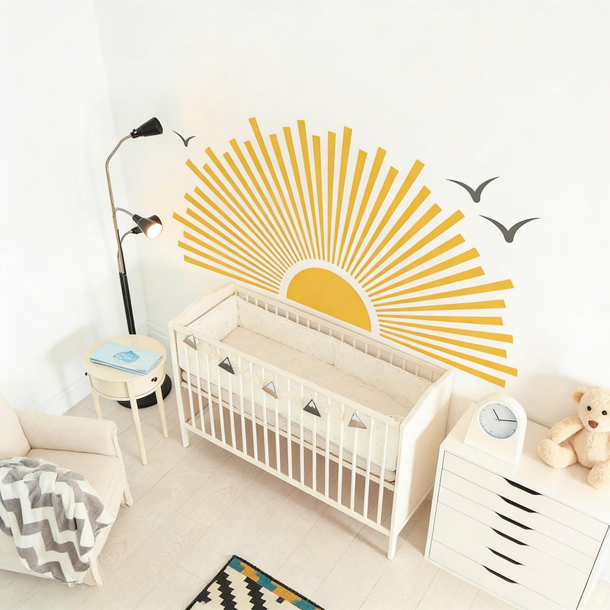 Sun Wall Decal Vinyl size reference on a wall