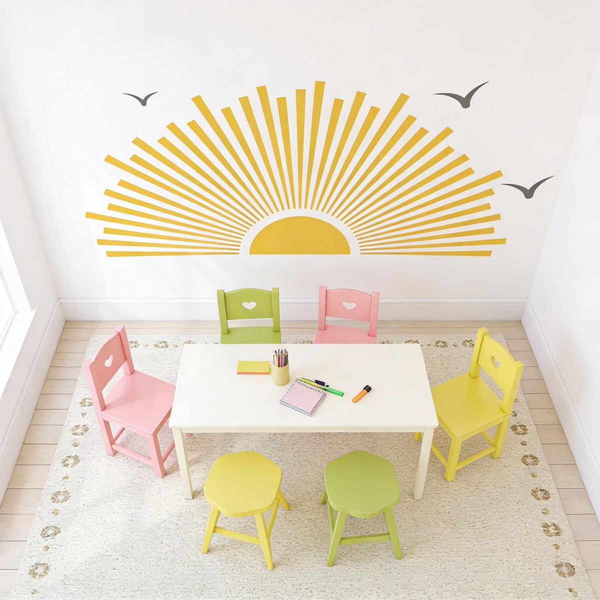Sun Wall Decal Vinyl decal sheet flat-lay