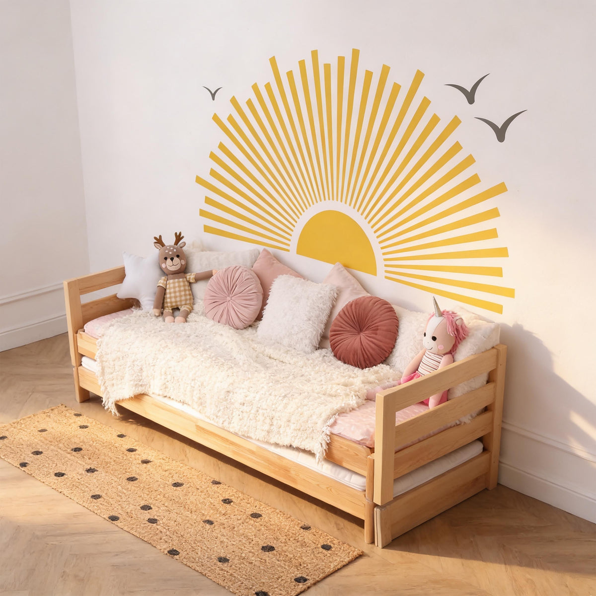 Sun Wall Decal Vinyl shown in a home interior