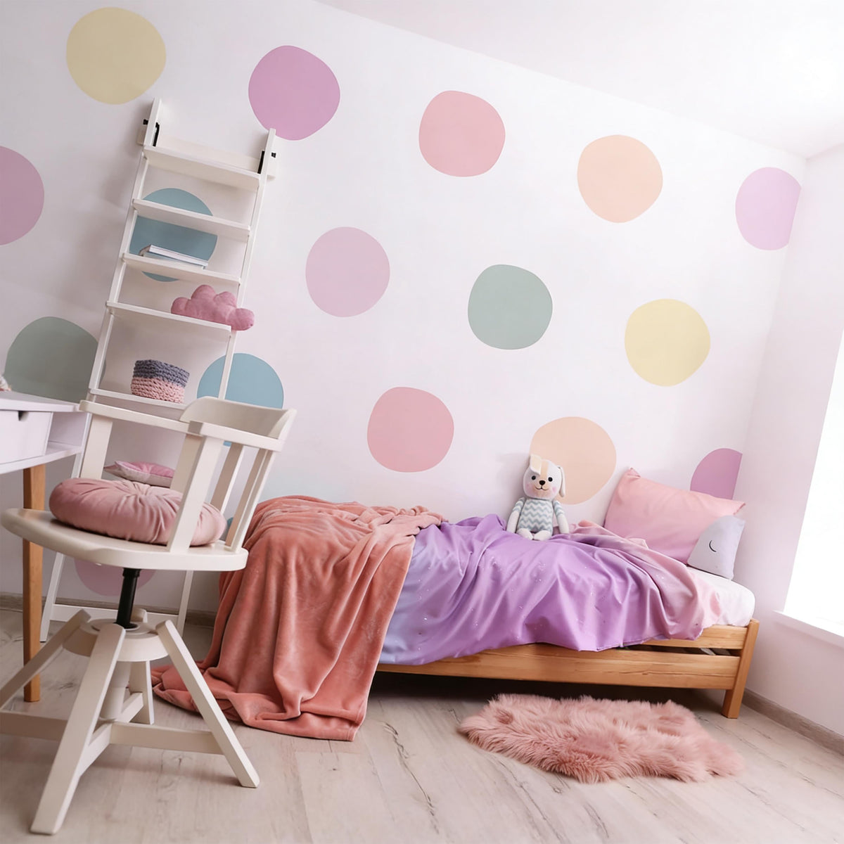 Polka Dot Wall Decals shown in a home interior