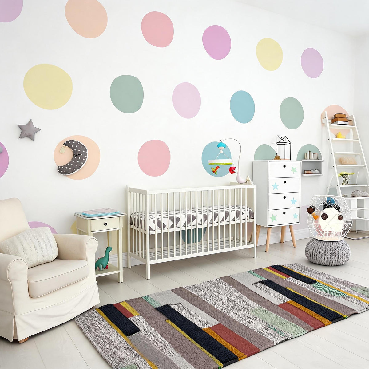 Polka Dot Wall Decals displayed in a styled space