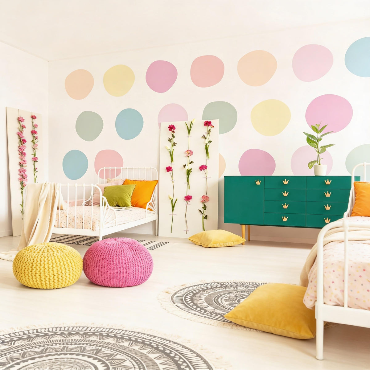 Polka Dot Wall Decals close-up styled detail