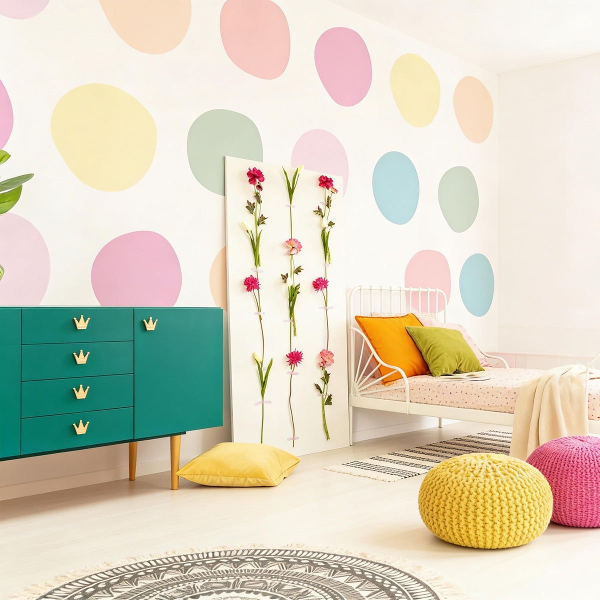 Polka Dot Wall Decals shown in a home interior