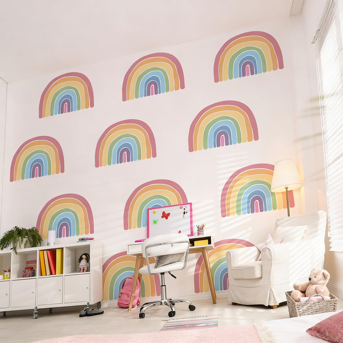Rainbow Wall Decals Vinyl styled in a room setting