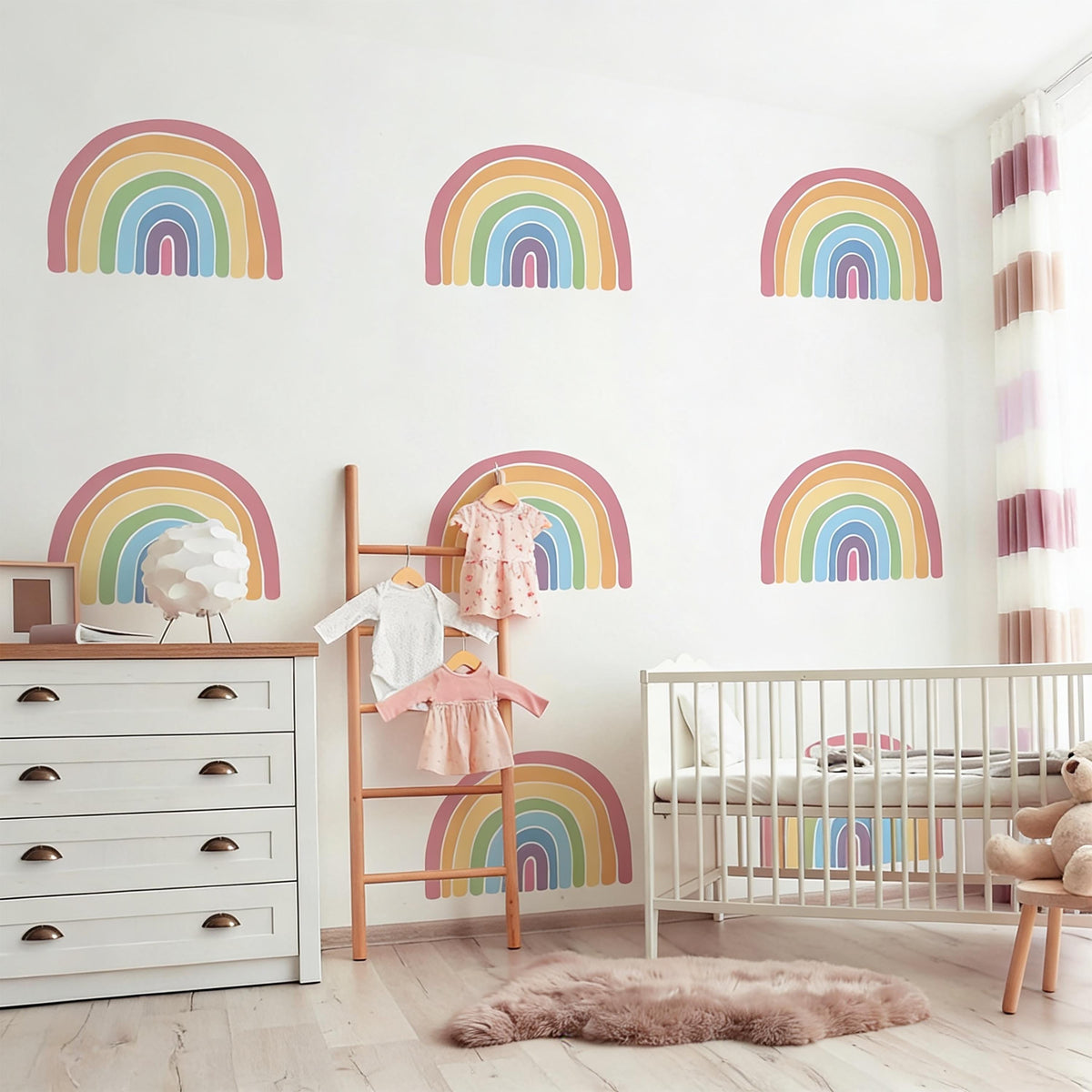Rainbow Wall Decals Vinyl size reference on a wall