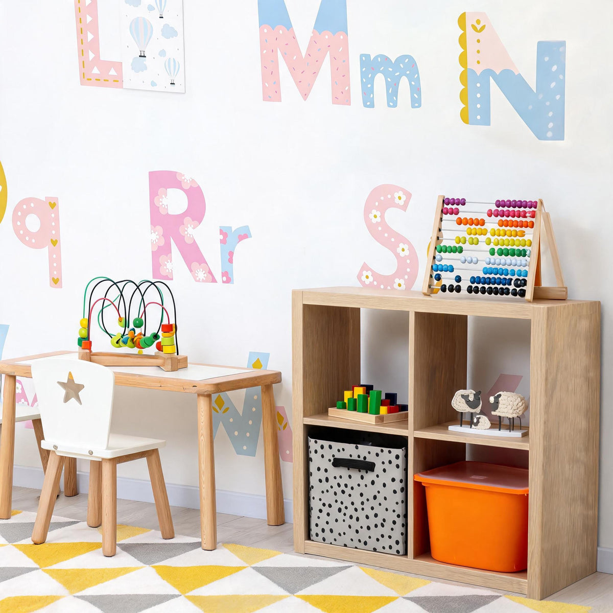 Floral Alphabet Wall Decals Vinyl styled in a room setting